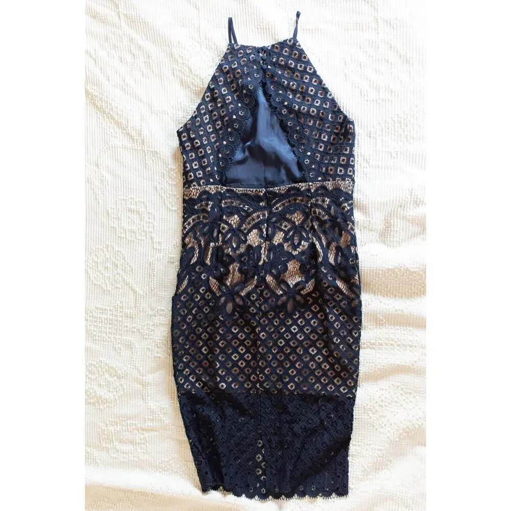 Bardot Navy Lace Midi Dress - Picture 4 of 9